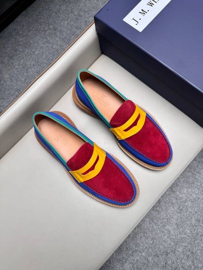 J.M.WESTON Red calfskin Leather Shoes-J.M.WESTON Man Business Leather Shoes
